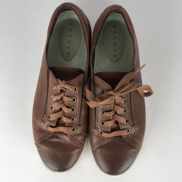 SALVIA Shoes Women's Sz 40 EU 9‎ US Brown Leather Lace Up Comfort Sneakers - Picture 4 of 12